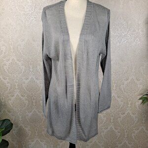 Iygnol Size Medium Light Gray Lightweight Long Tunic Open Front Cardigan NWT